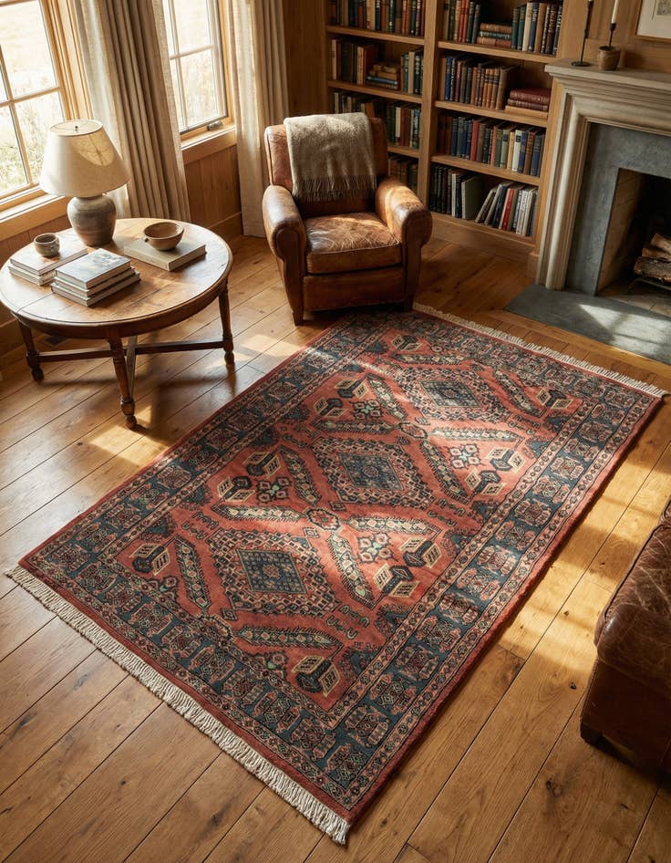 Detail image of 4' 2 x 6' 4 Hand Knotted Kazak Oriental Wool Rug