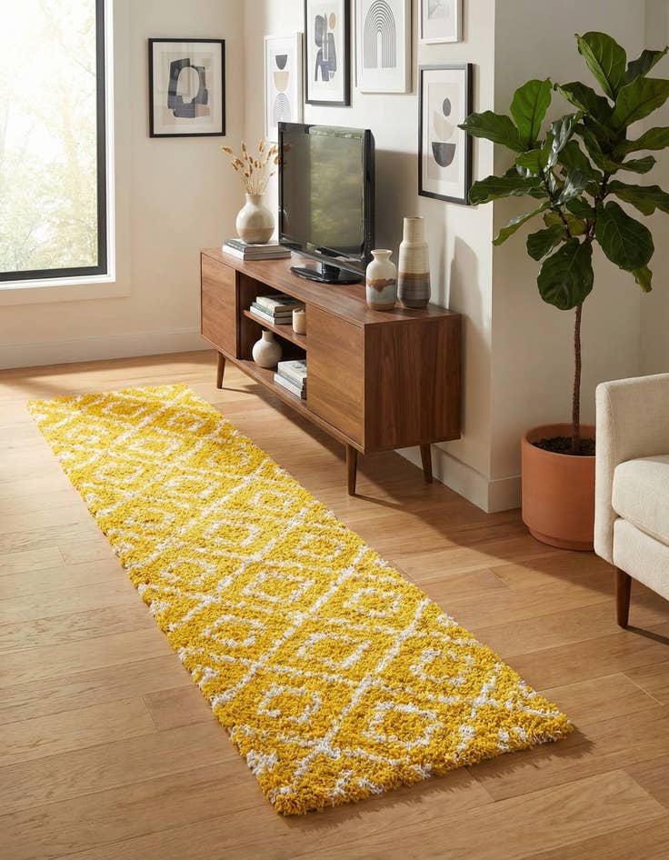 Detail image of 2' x 8' Trellis Shag Runner Rug