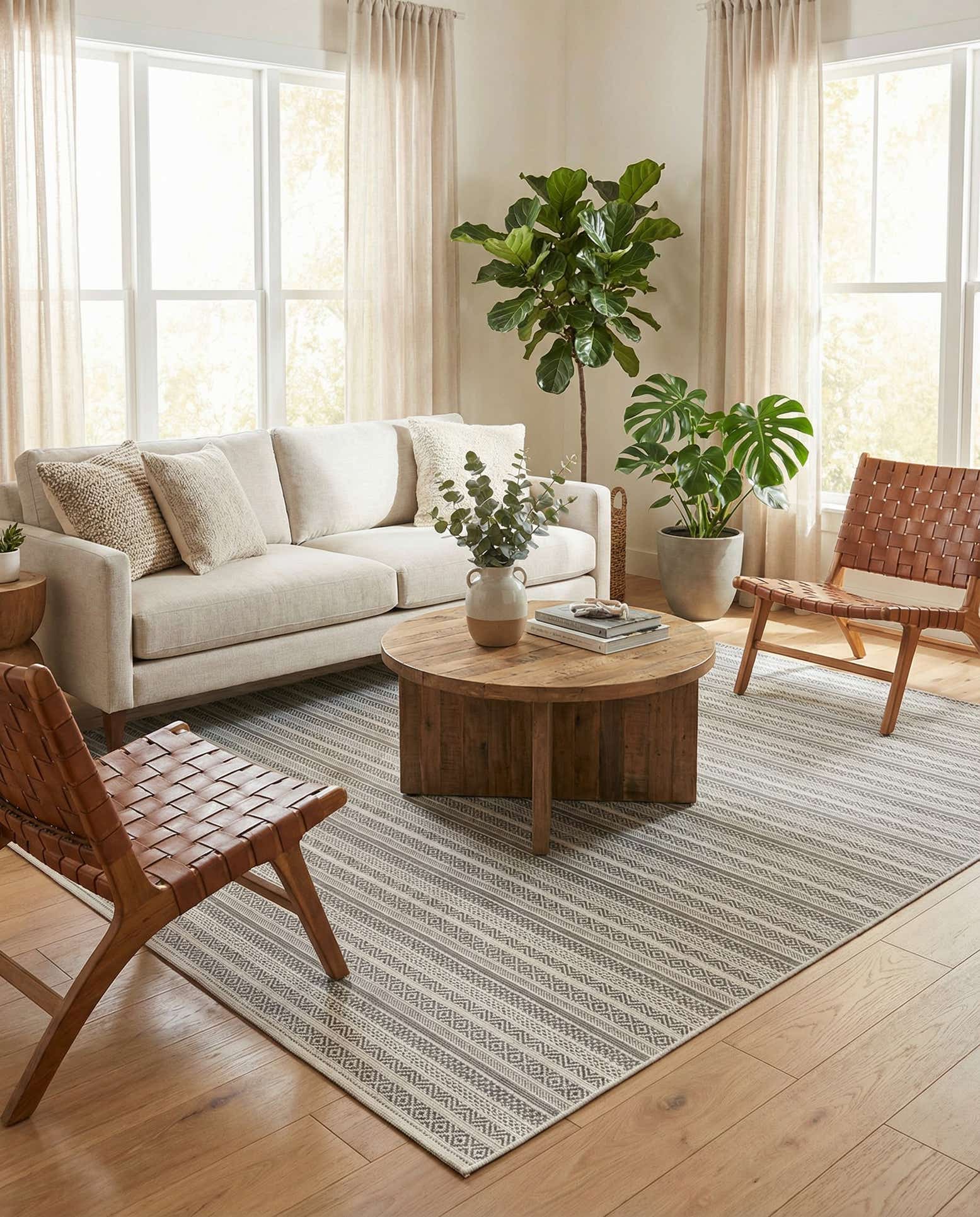 10' x 10' Easy-Clean Ribbon Indoor / Outdoor Square Rug
