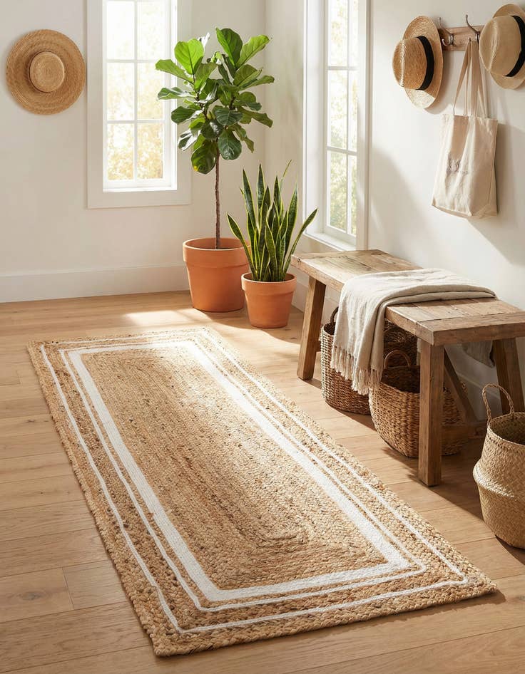 Detail image of 2' 6 x 6' 1 Handmade Braided Jute Runner Rug