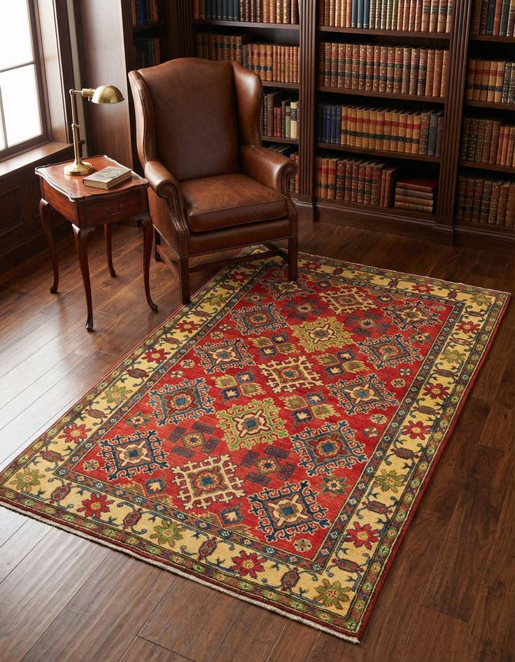 Detail image of 4' x 5' 9 Hand Knotted Kazak Rug