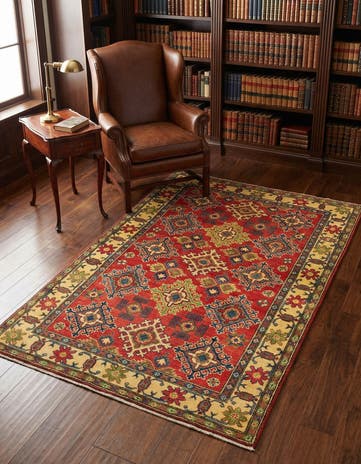 4' x 5' 9 Hand Knotted Kazak Rug