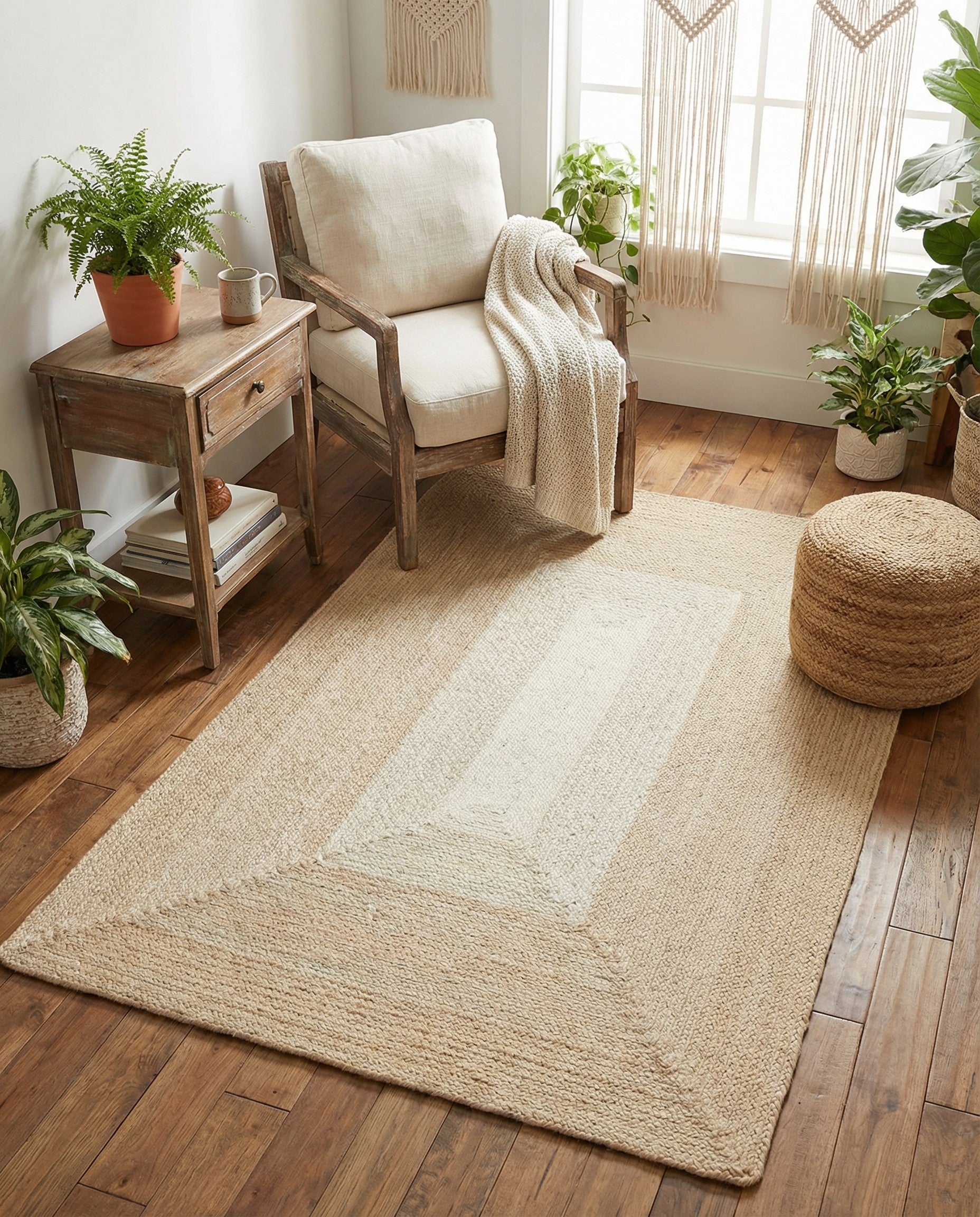 4' 1 x 6' 1 Handmade Hand Braided Wool Rug