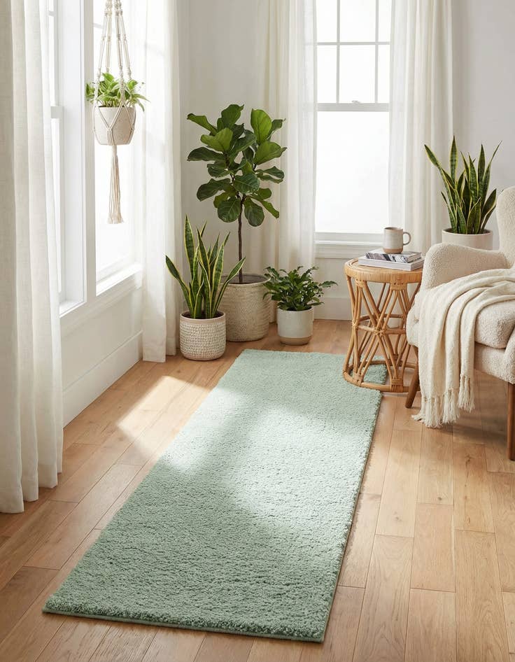 Detail image of 2' 2 x 6' 9 Solid Frieze Runner Rug