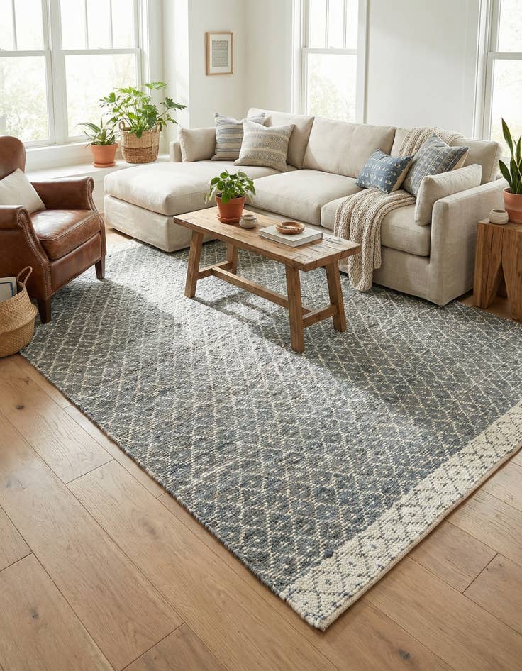 Detail image of 9' x 12'  Hand Woven Chindi Trellis Rug