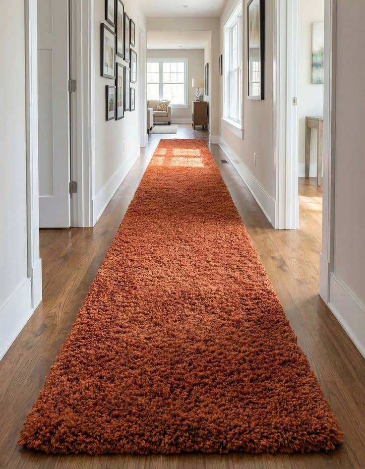 Detail image of 2' 7 x 19' 8 Solid Shag Runner Rug