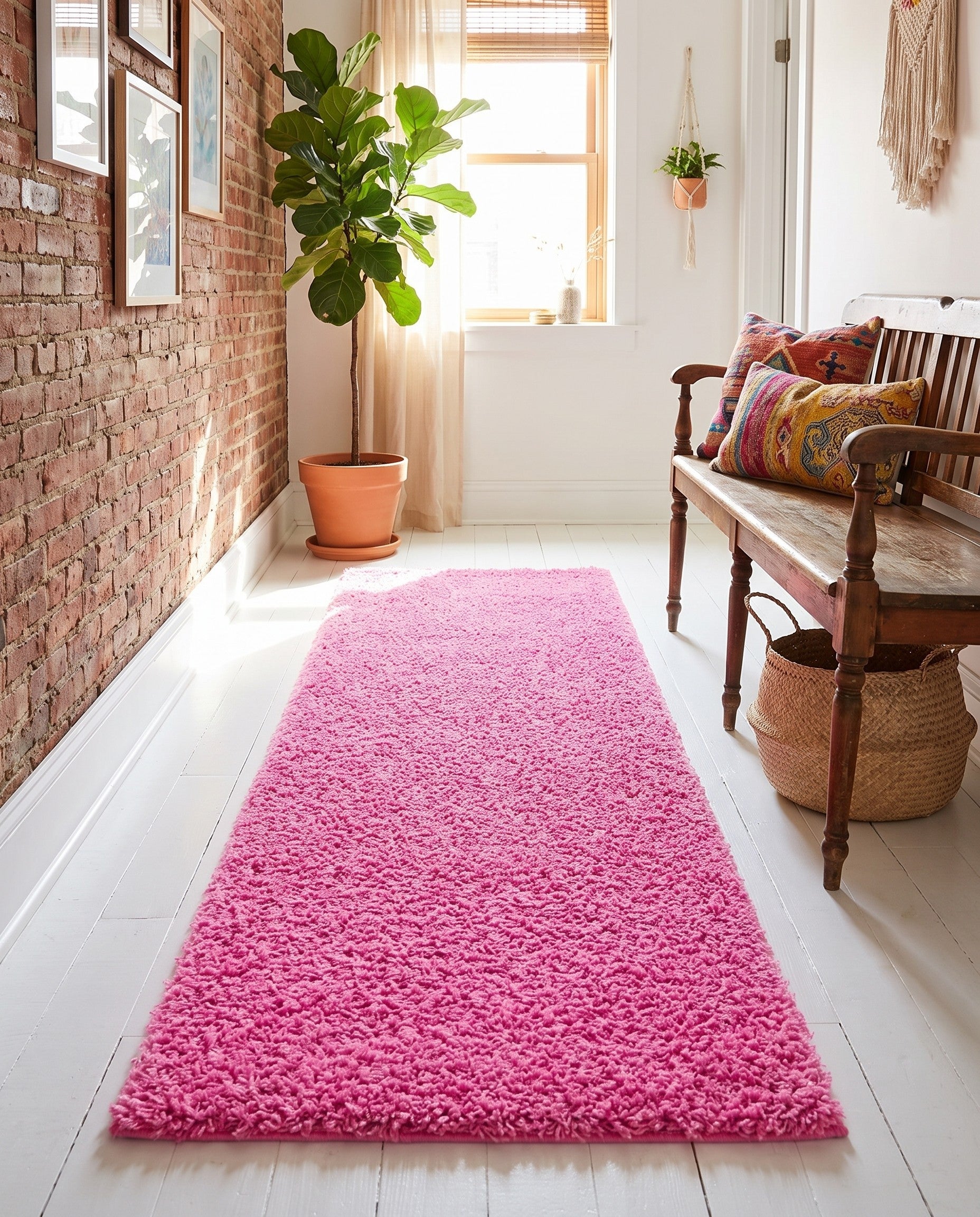 2' x 6' Solid Shag Runner Rug