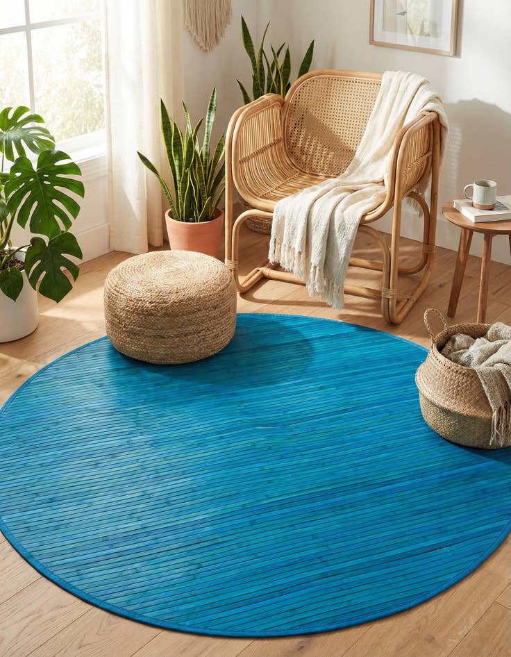 Detail image of 5' 3 x 5' 3 Bamboo Round Rug