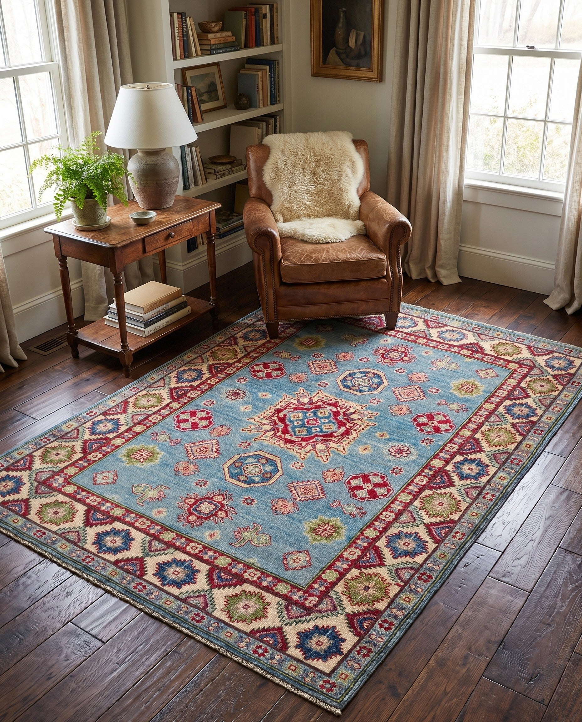 4' 11 x 6' 7 Hand Knotted Kazak Rug