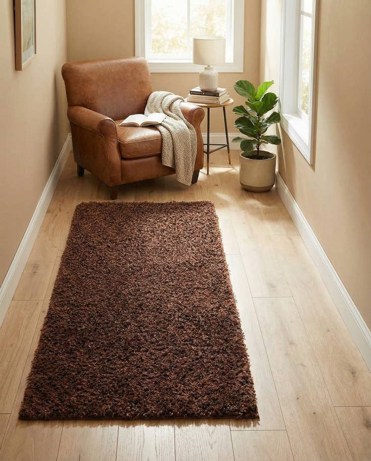 Detail image of 2' x 4' Solid Shag Runner Rug