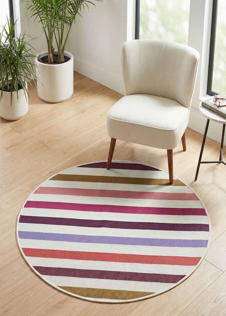 3' x 3' Easy-Clean Ribbon Indoor / Outdoor Round Rug