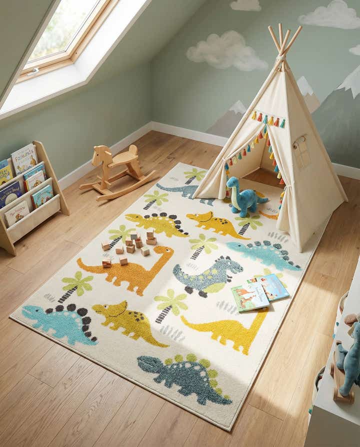 4' 1 x 6' 1 Dinosaur Whimsy Kids Rug