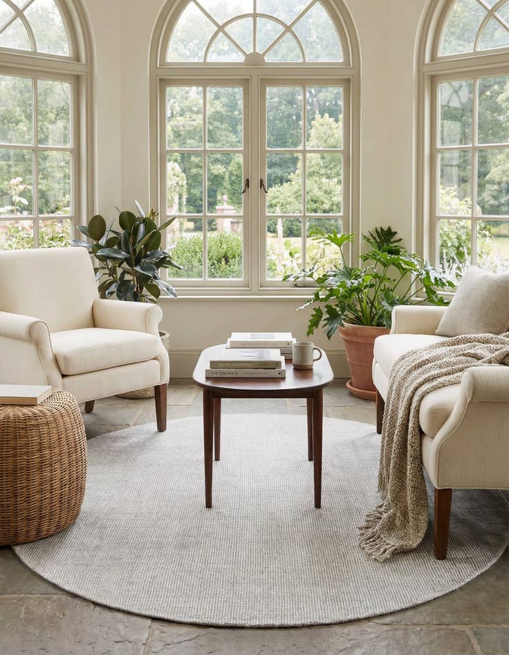 Detail image of 6' 11 x 6' 11  Hand Woven Jill Zarin English Manor Farmhouse Wool Round Rug