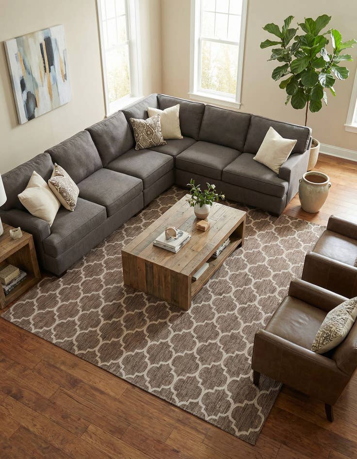 Detail image of 13' x 13'  Washable Trellis Indoor / Outdoor Square Rug