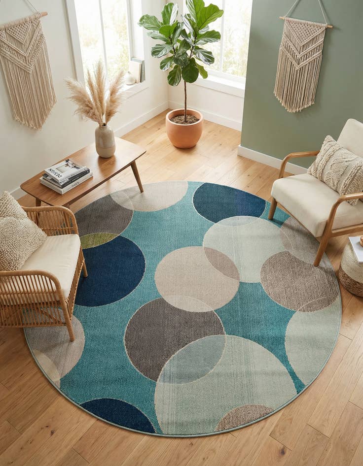 Detail image of 8' x 8'  Washable Spectrum Round Rug