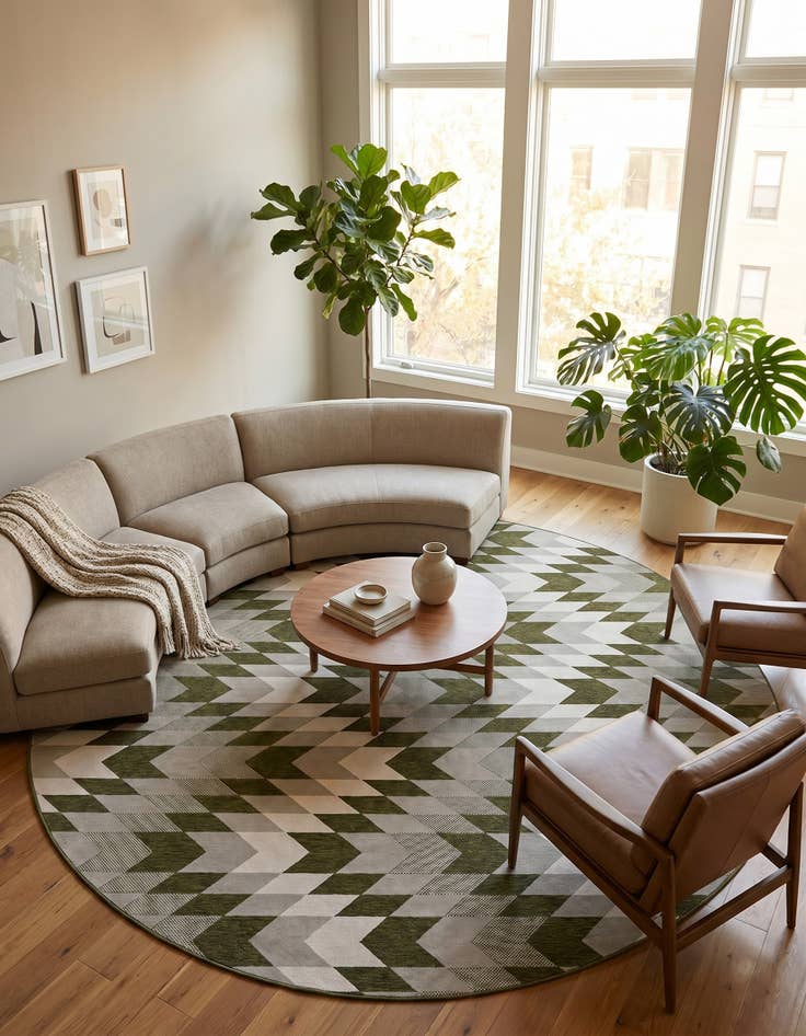 Detail image of 13' x 13' Easy-Clean Modern Indoor / Outdoor Round Rug