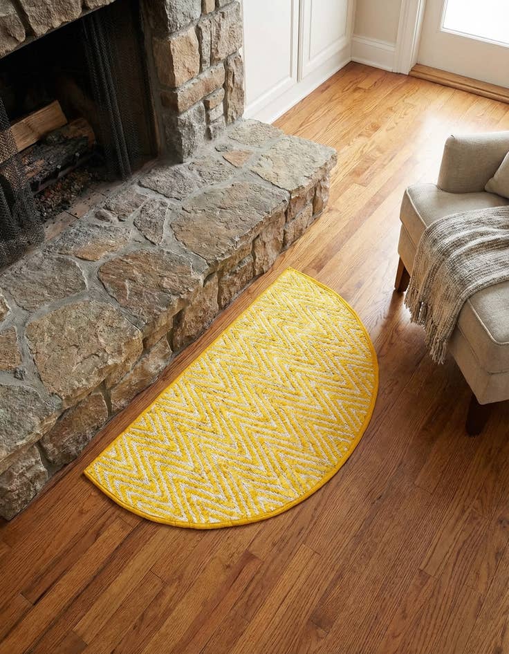 Detail image of 2' 2 x 3' 7 Hand Woven Chindi Chevron Hearth Rug