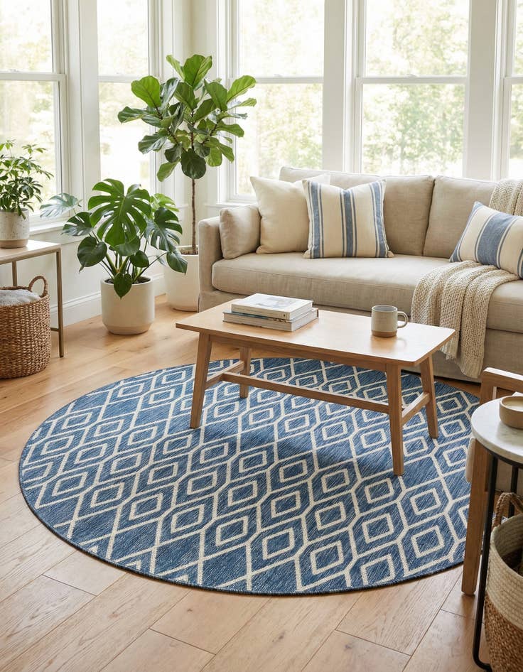 Detail image of 6' 7 x 6' 7 Washable Jill Zarin Turks and Caicos Indoor / Outdoor Round Rug