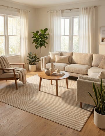 Ivory Contour Square Rug