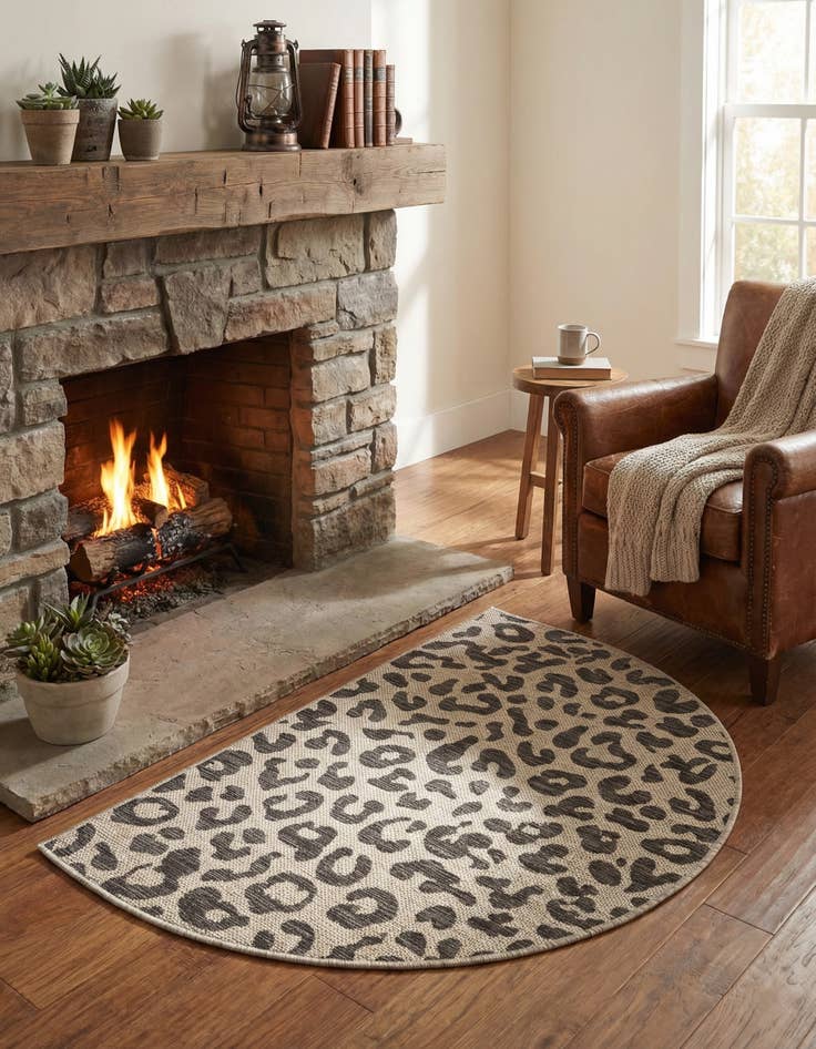 Detail image of 2' 2 x 3' 7  Washable Safari Indoor / Outdoor Hearth Rug