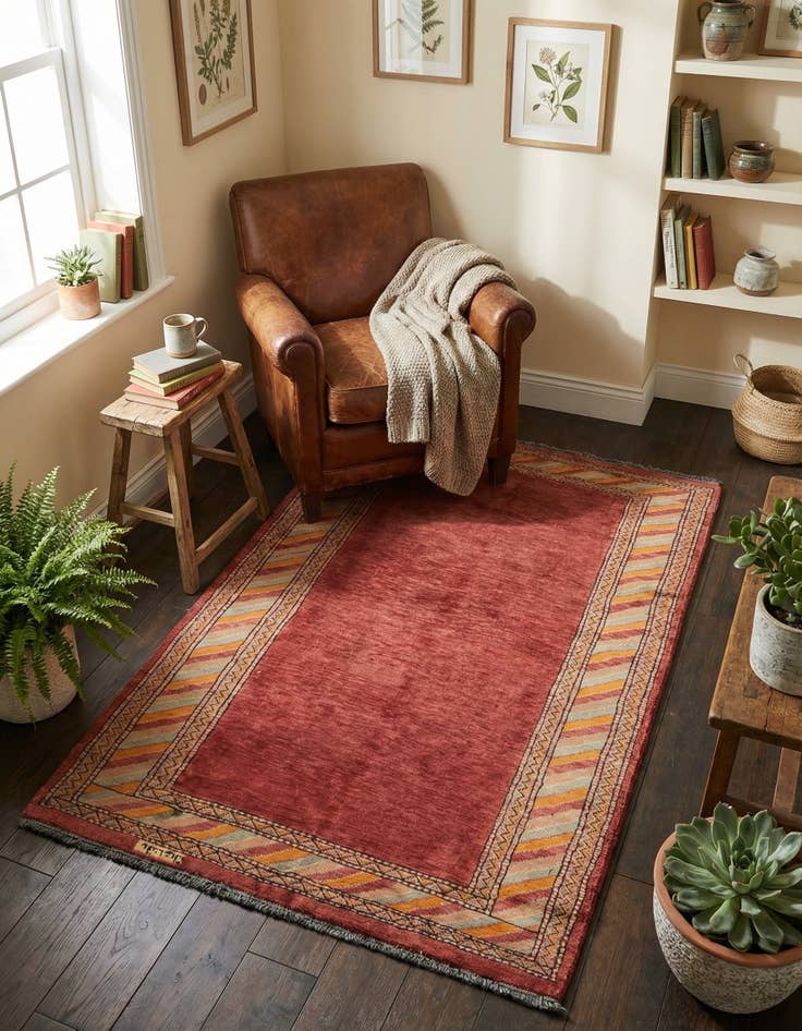 Detail image of 3' 2 x 4' 10 Hand Knotted Kashkuli Gabbeh Oriental Wool Rug