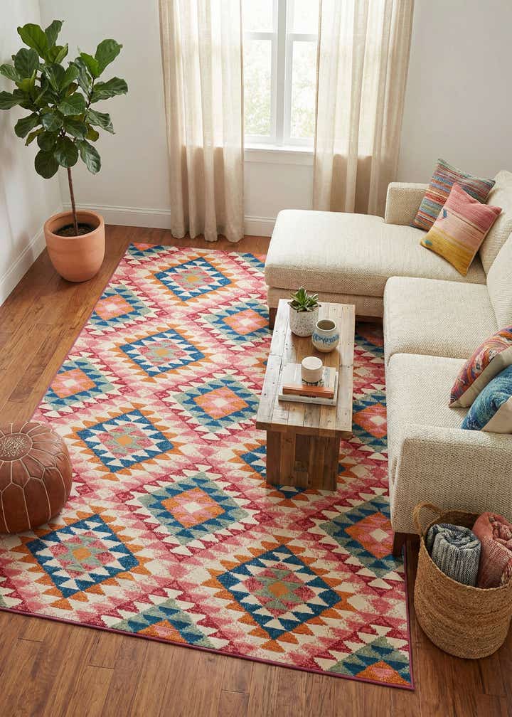 5' 3 x 8' Easy-Clean Southwestern Indoor / Outdoor Rug