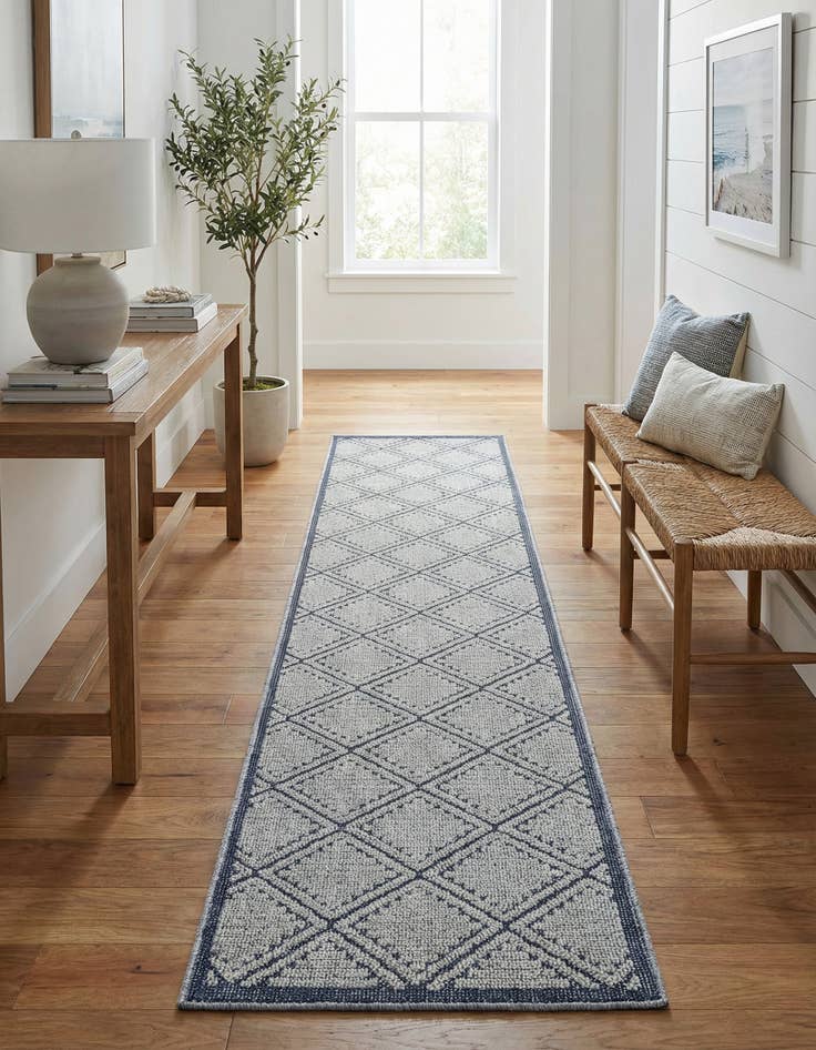 Detail image of 2' 7 x 12'  Washable Trellis Indoor / Outdoor Runner Rug