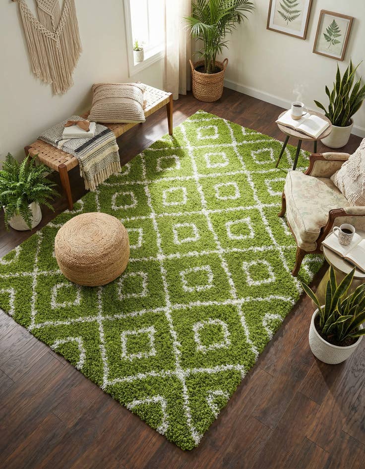 Detail image of 5' 3 x 8' Trellis Shag Rug