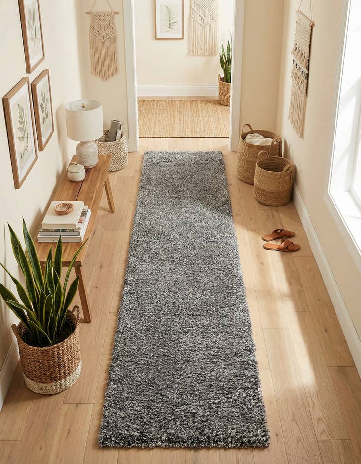 Detail image of 2' 7 x 13' Solid Shag Runner Rug