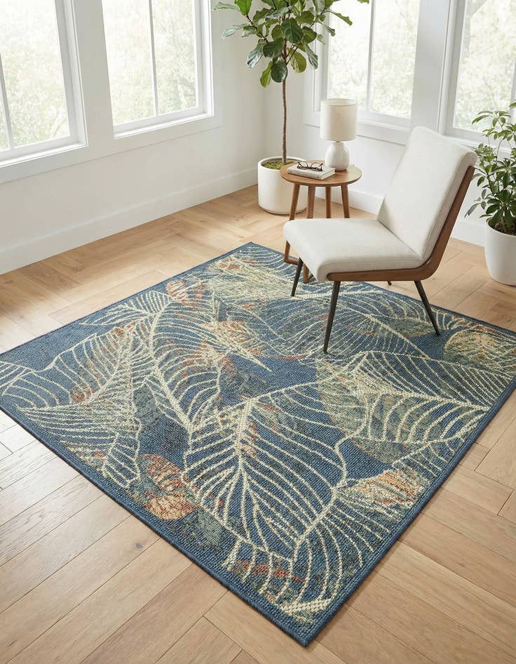 Detail image of 5' 3 x 5' 3  Washable Baja Indoor / Outdoor Square Rug