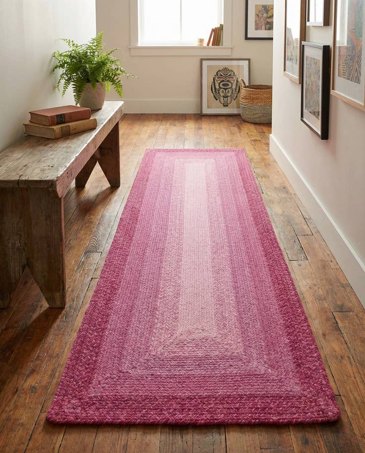 Detail image of 2' x 6' 1 Handmade Hand Braided Wool Runner Rug