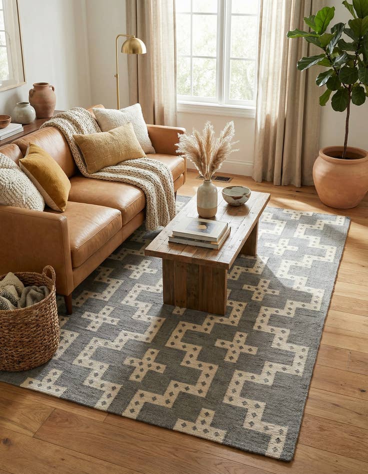 Detail image of 6' 1 x 9' Hand Woven Kilim Wool Rug