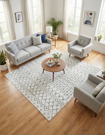 Ivory Kasbah Trellis Square Rug