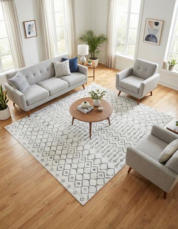 Ivory Kasbah Trellis Square Rug
