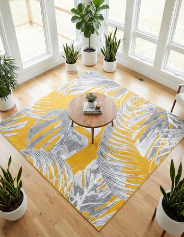 Yellow Blossom Square Rug