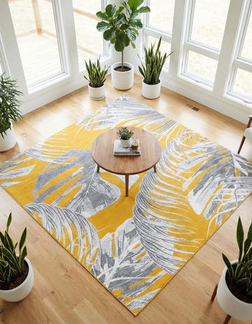 Yellow Blossom Square Rug