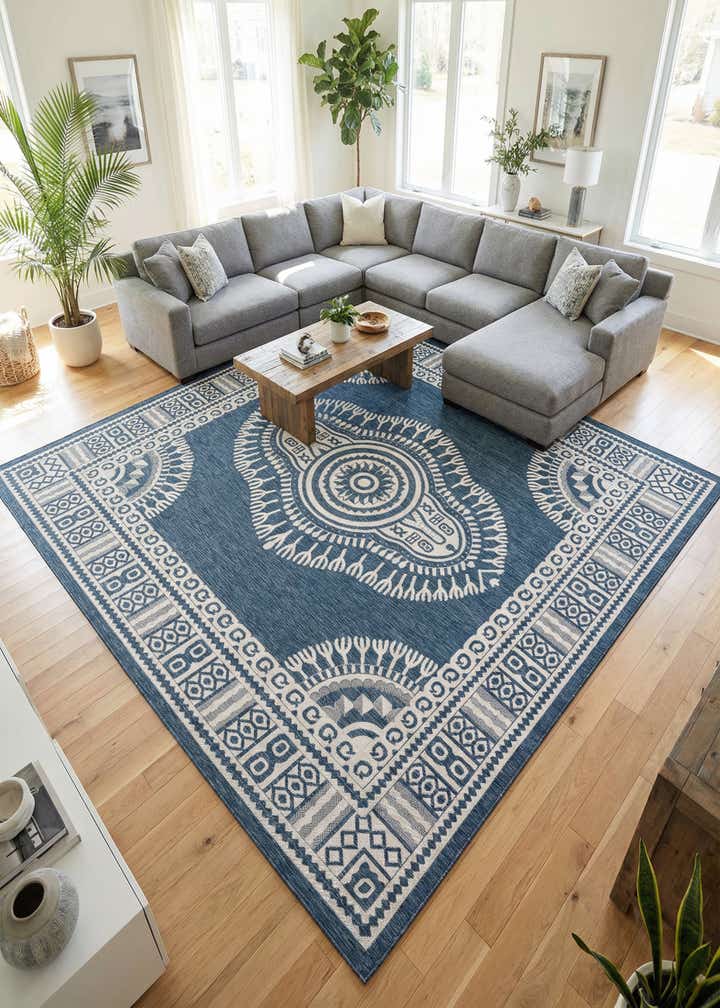 13' x 13' Easy-Clean Traditional Indoor / Outdoor Square Rug