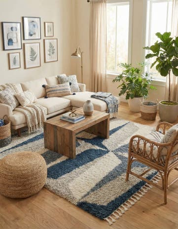 Blue Lagom Shag Square Rug