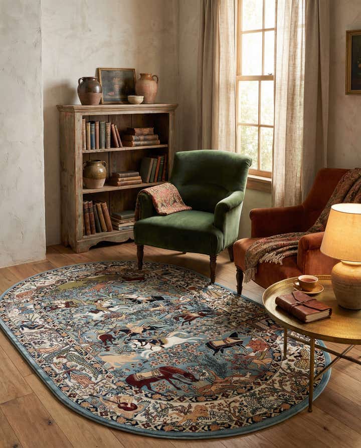 5' 3 x 8' Nain Design Oval Rug