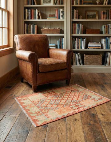 2' 9 x 4' 4 Hand Woven Kilim Waziri Wool Rug