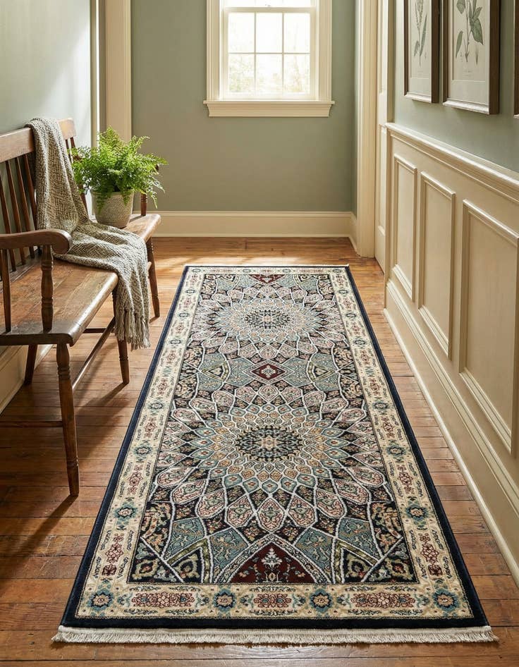 Detail image of 2' 7 x 7' Nain Design Runner Rug