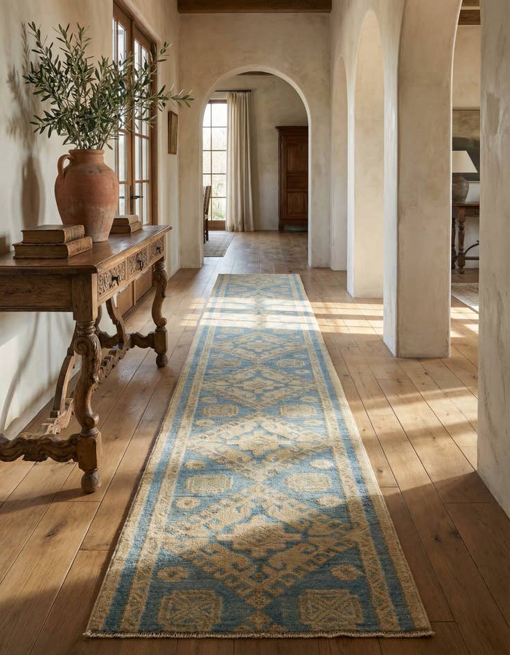 Detail image of 1' 10 x 11' 9 Hand Knotted Oushak Wool Runner Rug