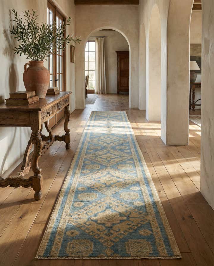 1' 10 x 11' 9 Hand Knotted Oushak Wool Runner Rug