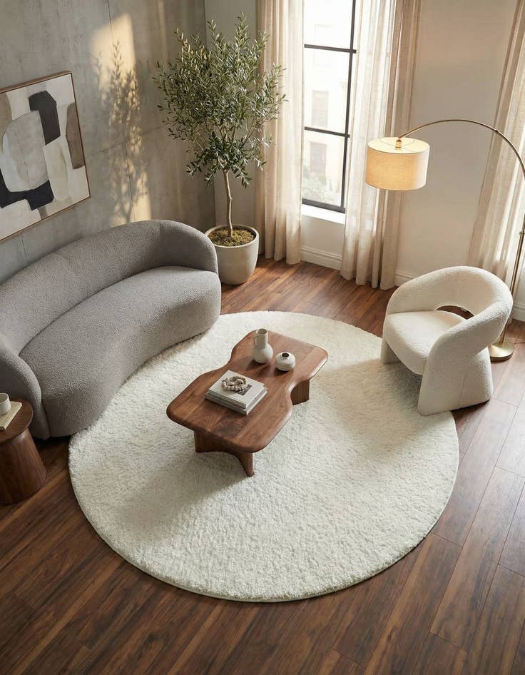 Detail image of  8' x 8' Soft Solid Shag Round Rug