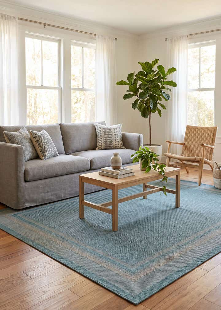 7' 10 x 10' Easy-Clean Border Indoor / Outdoor Rug