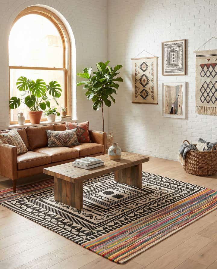 7' 10 x 7' 10 Hand Braided Chindi Cotton Square Rug