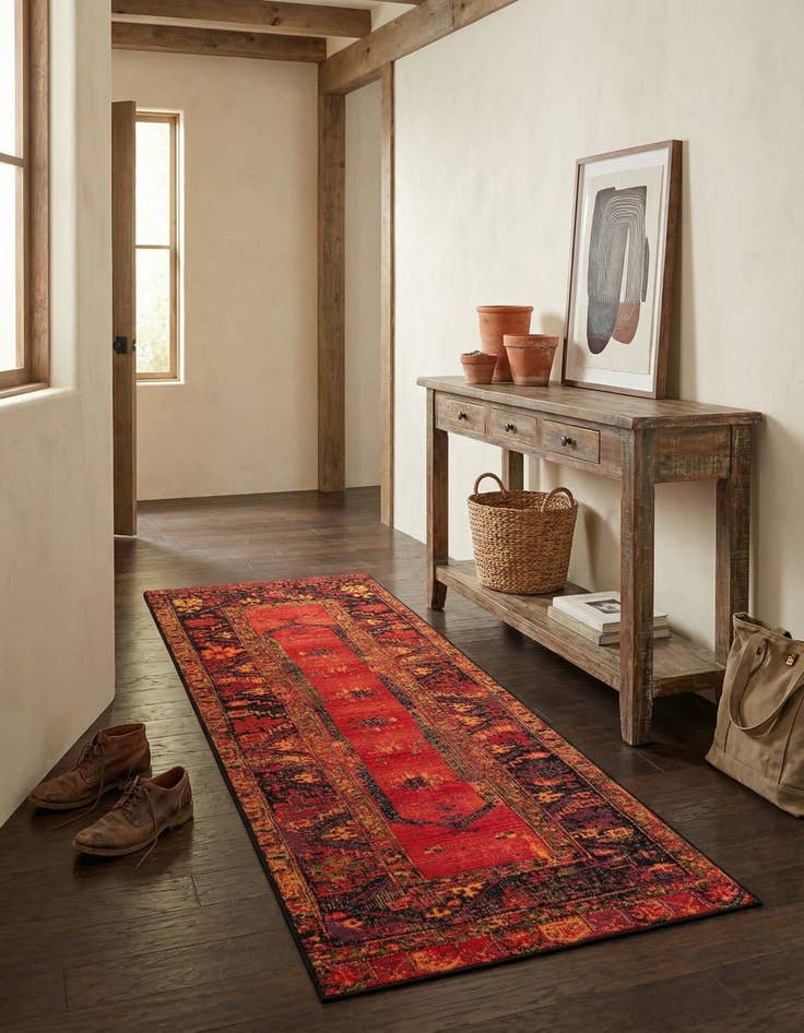 Detail image of 2' 7 x 7' Washable Tribal Indoor / Outdoor Runner Rug