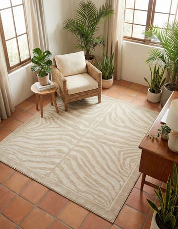 Beige and Ivory Savannah Square Rug