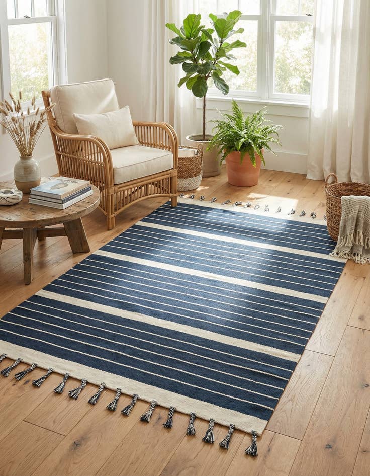 Detail image of 6' 1 x 9'  Hand Woven Chindi Cotton Rug