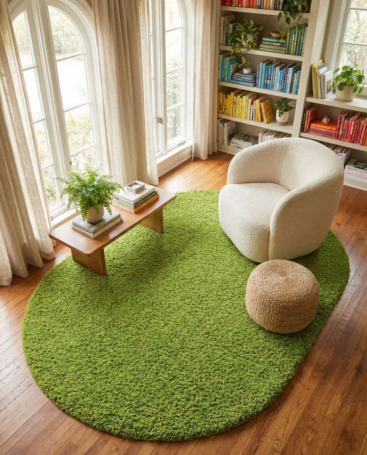 7' 10 x 10' Solid Shag Oval Rug
